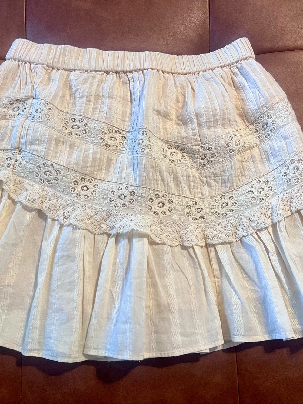 LoveShackFancy Cream Eyelet Ruffle Skirt - Picture 2 of 4